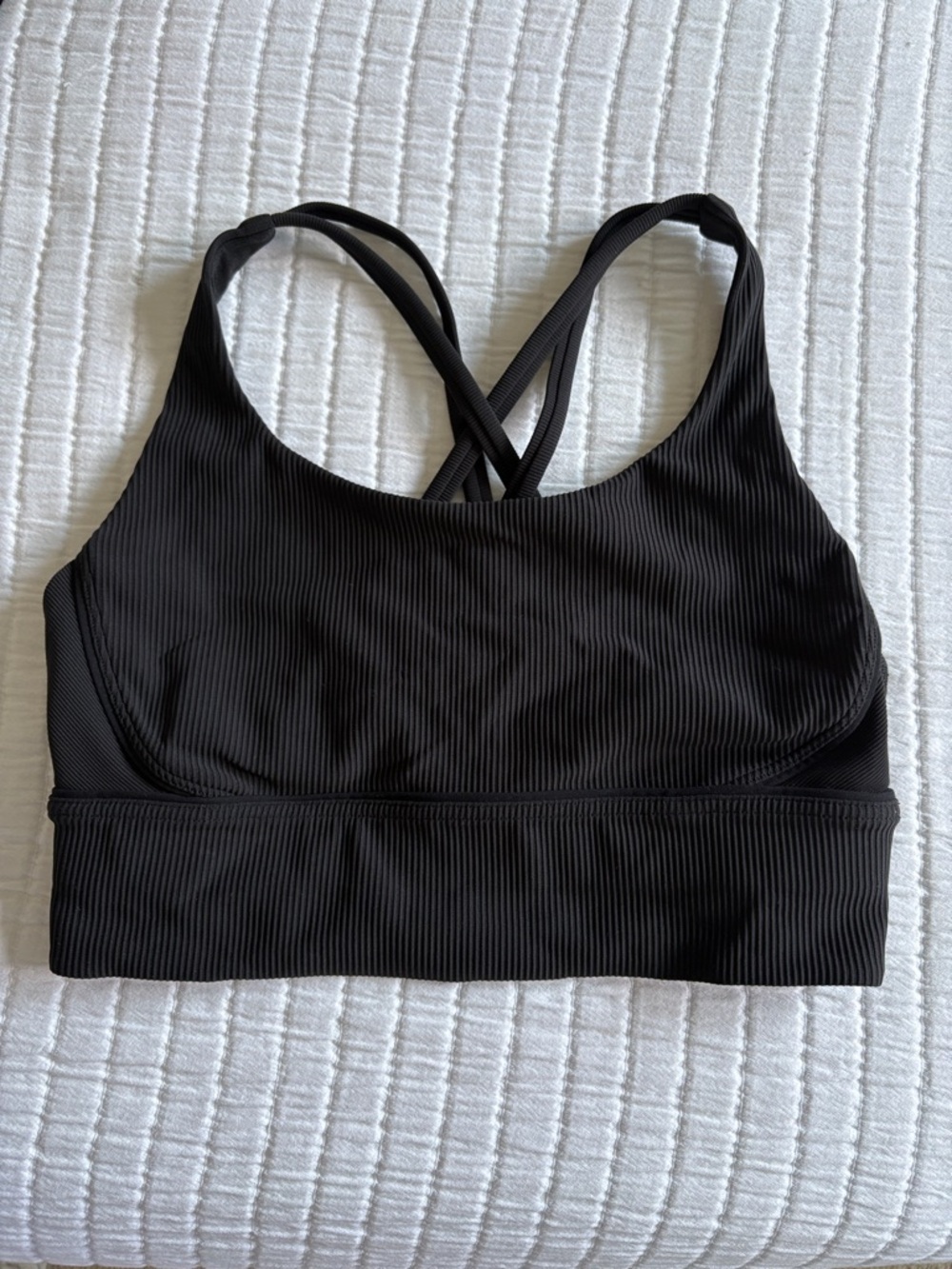 Lululemon Black Ribbed Crossback SportsBra